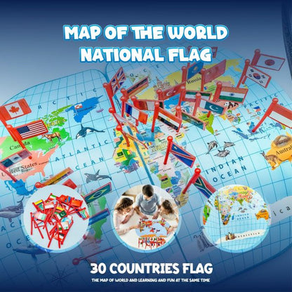 World Map Puzzle With Flags And Capitals